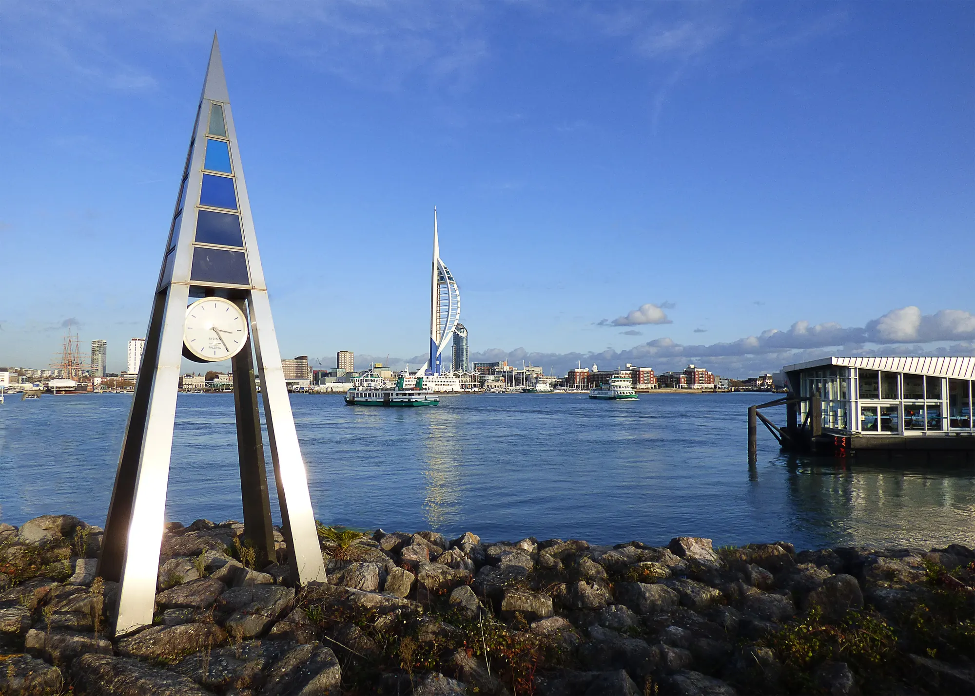 View across Portsmouth Harbour towards the Spinnaker Tower, near Gosport